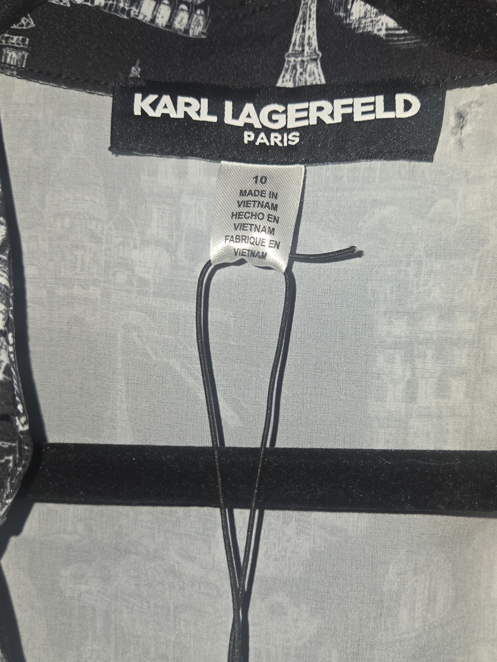 Karl Lagerfeld Black & White Architectural Print Fit-and-Flare Dress - Picture 4 of 7